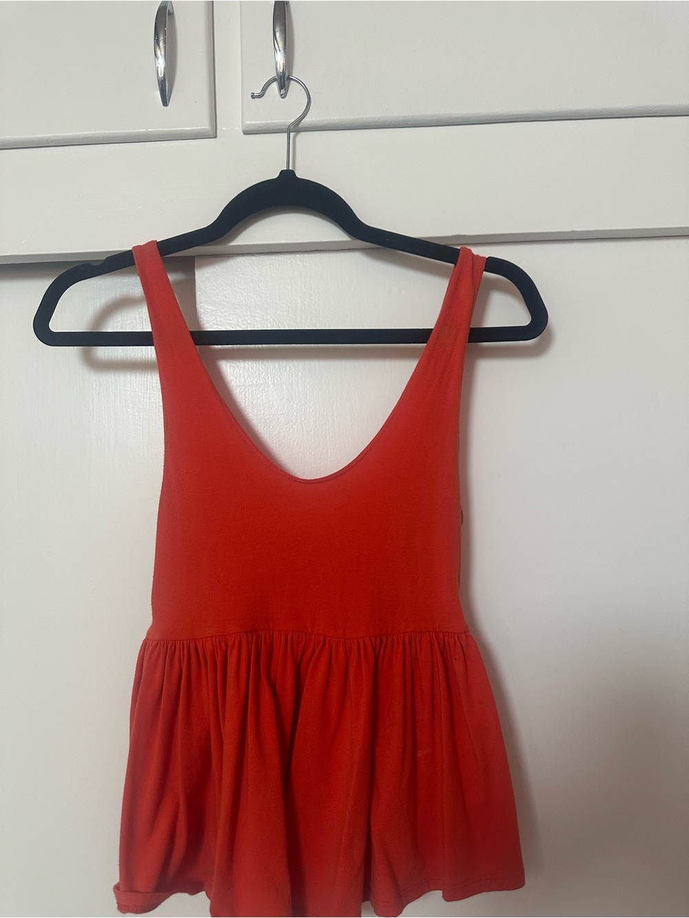 Truly Madly Deeply Red Orange Peplum Tank Top – Size S